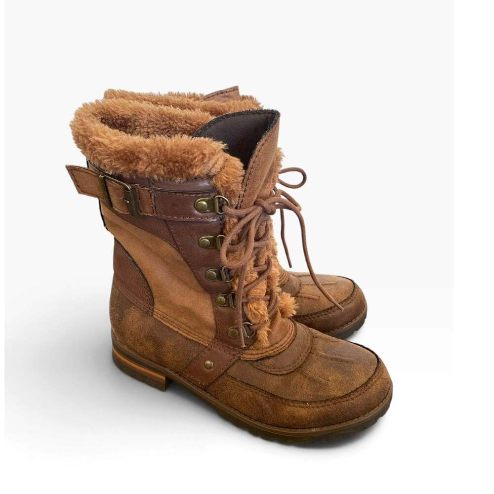Rock & Candy by Zigi Danlea Women’s Brown Faux Fur Lace Up Winter Boots Size 6